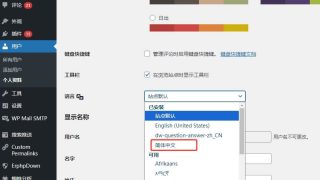 WordPress前台用英文，后台怎么换成中文？