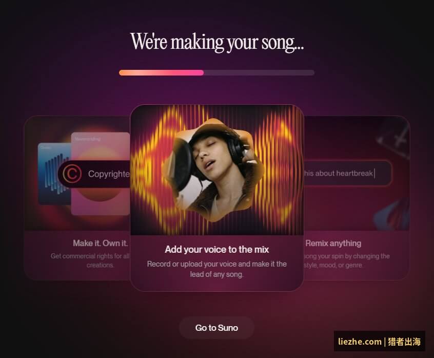 Suno正在生成音乐中:We are making your song加载进度条