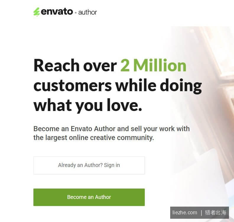 Envato Author作者注册入驻页面
