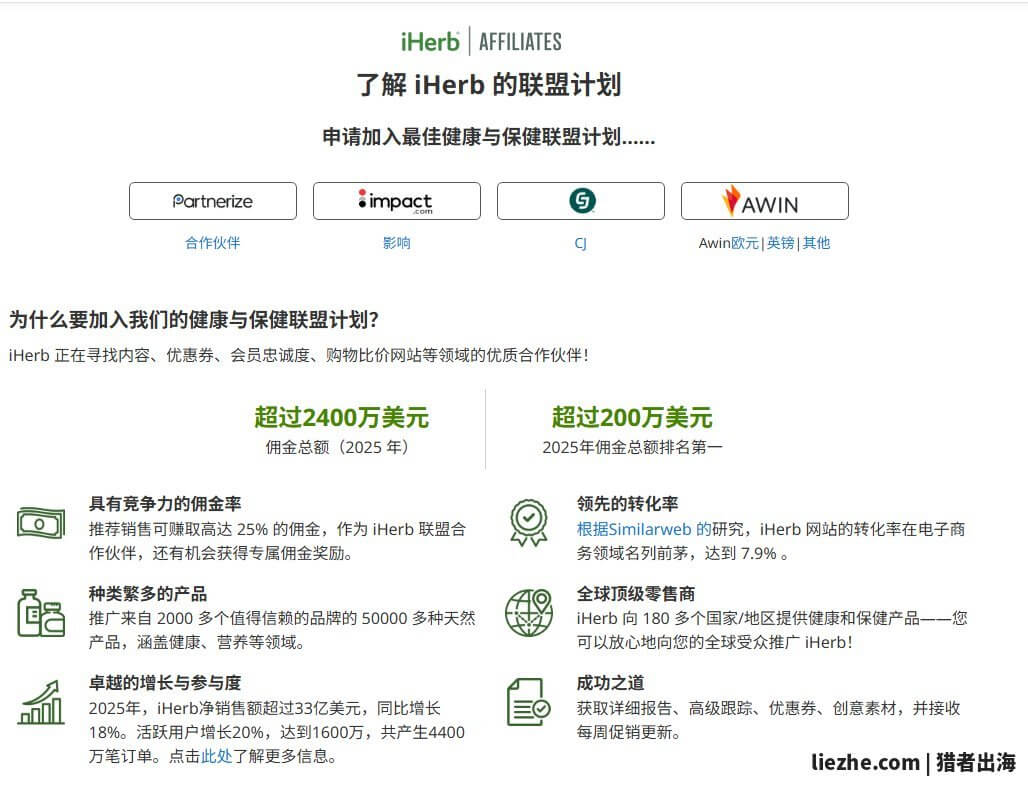 iHerb保健品联盟最高25%佣金