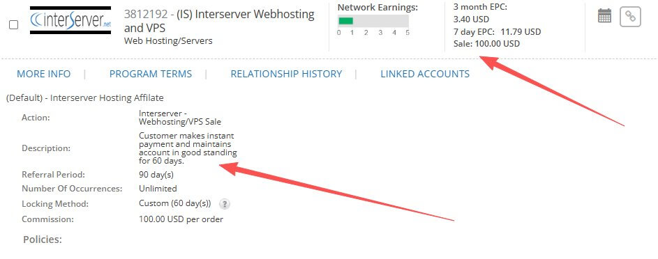 Interserver联盟CPS计费100美金每单佣金截图