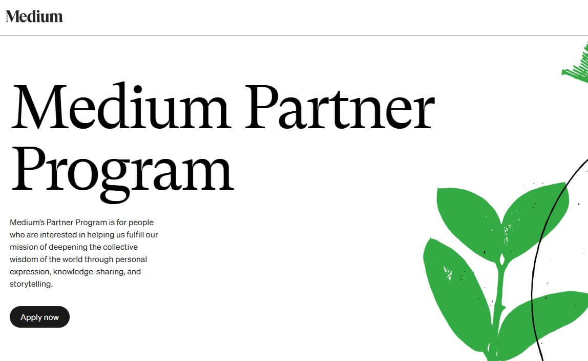 Medium Partner Program合作伙伴计划页面