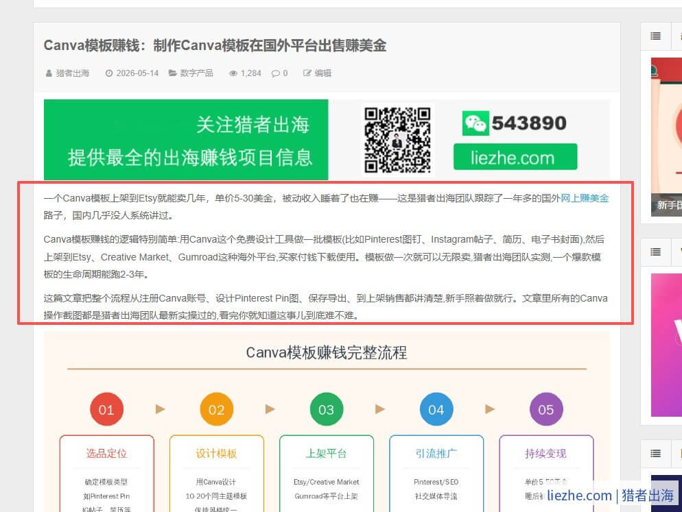 猎者出海Canva模板赚钱文章前200字直接给答案的开头写法