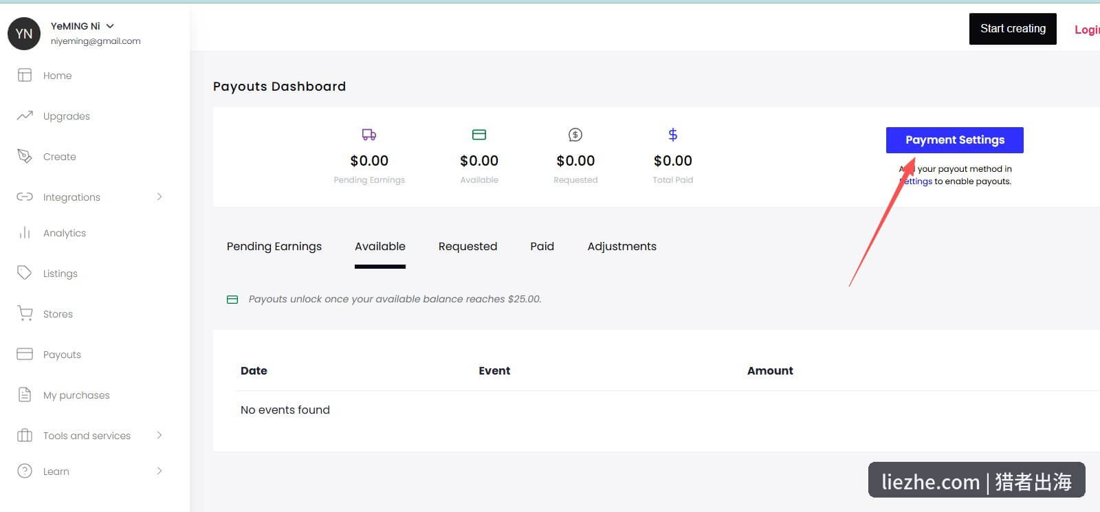 Teespring Payouts Dashboard收款后台数据界面
