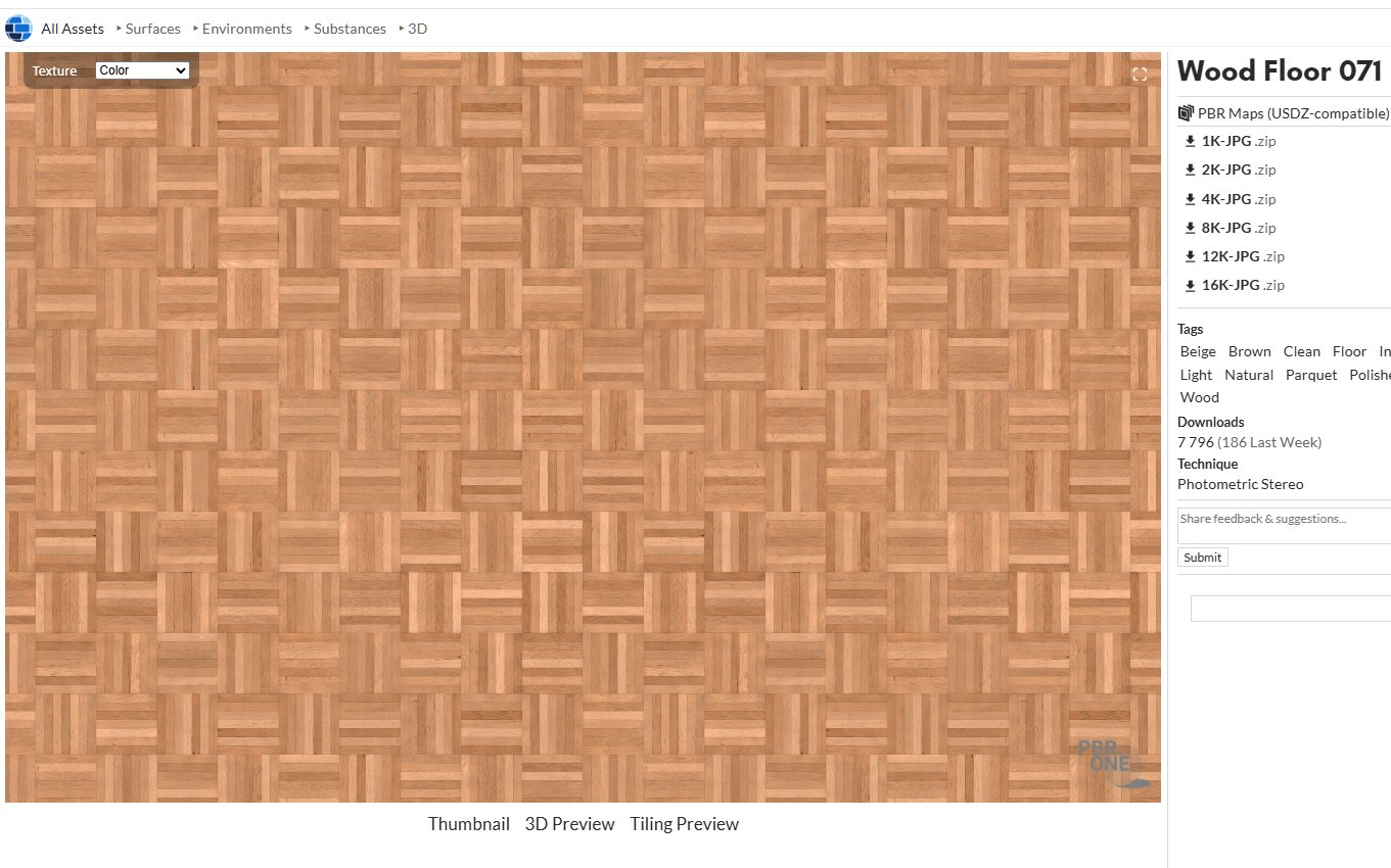 国外PBR材质站的木地板无缝纹理Wood Floor,提供多种分辨率下载
