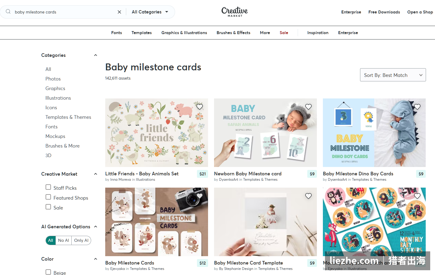 Creative Market上的baby milestone cards素材