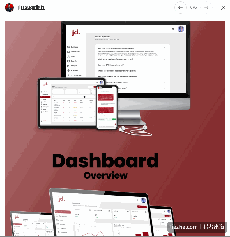 AI Setter的管理后台Dashboard界面
