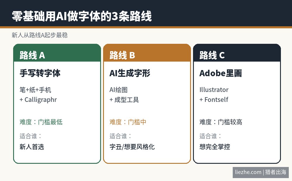 零基础用AI做字体的三条路线对比：手写转字体、AI生成字形、Adobe插件