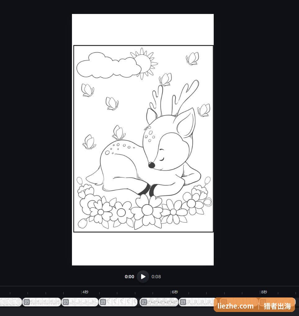 Canva里制作的单页涂色线稿预览图