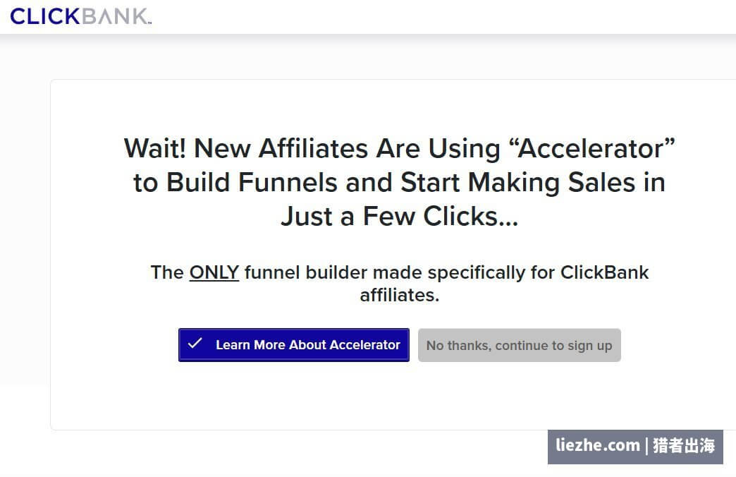 Clickbank Marketplace产品市场页面和数据指标