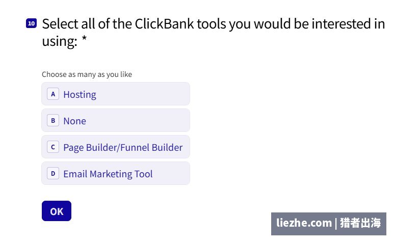 Clickbank注册问卷:打算用什么渠道引流