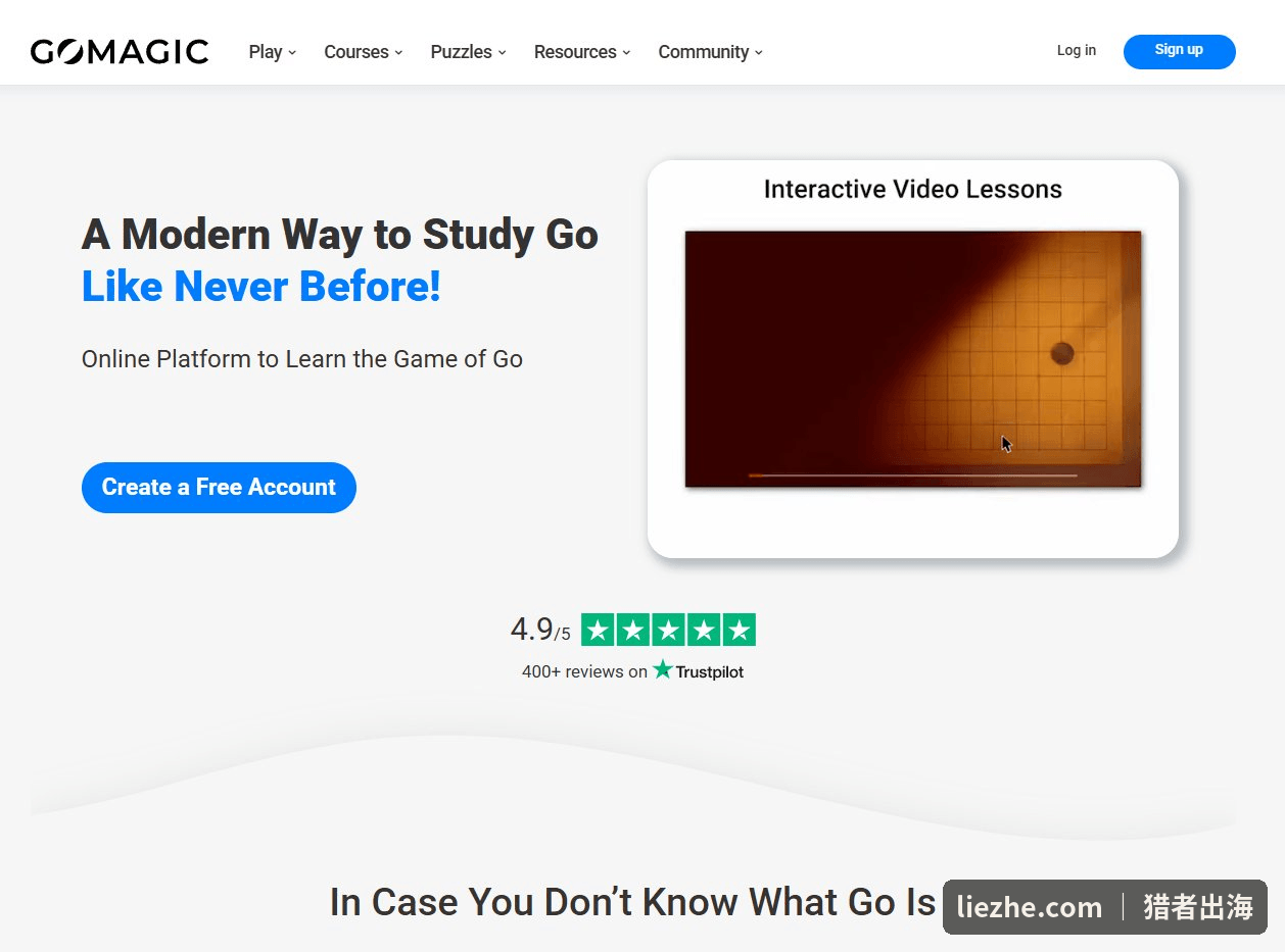 Go Magic围棋学习平台首页:A Modern Way to Study Go,Trustpilot评分4.9