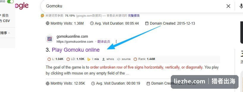gomokuonline.com的月访问量和域名年龄数据