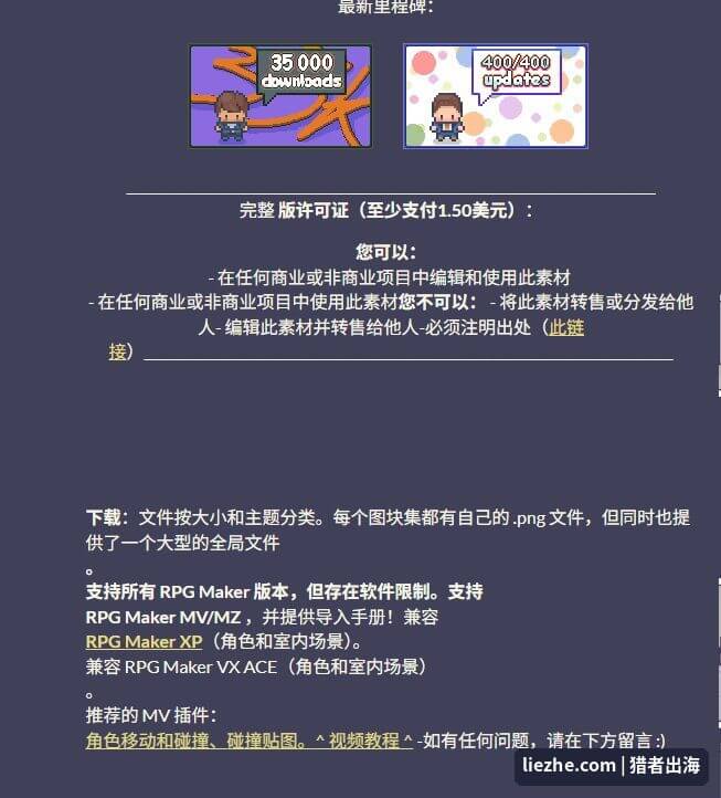 itch.io素材包授权说明license示例：可商用、不可转售
