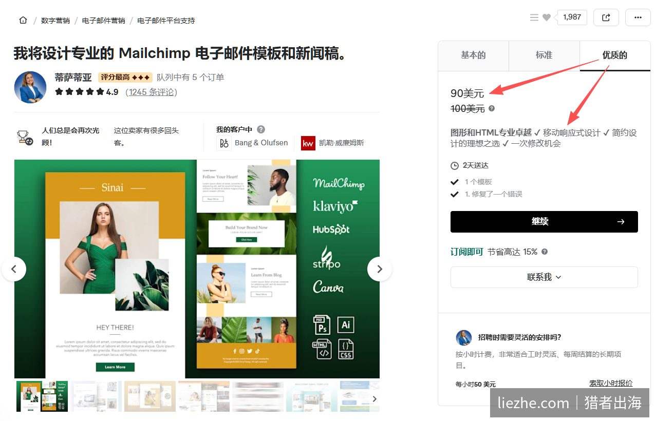 Mailchimp邮件模板设计优质档90美金含HTML