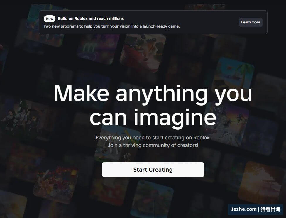 Roblox创作页Start Creating开始创作按钮