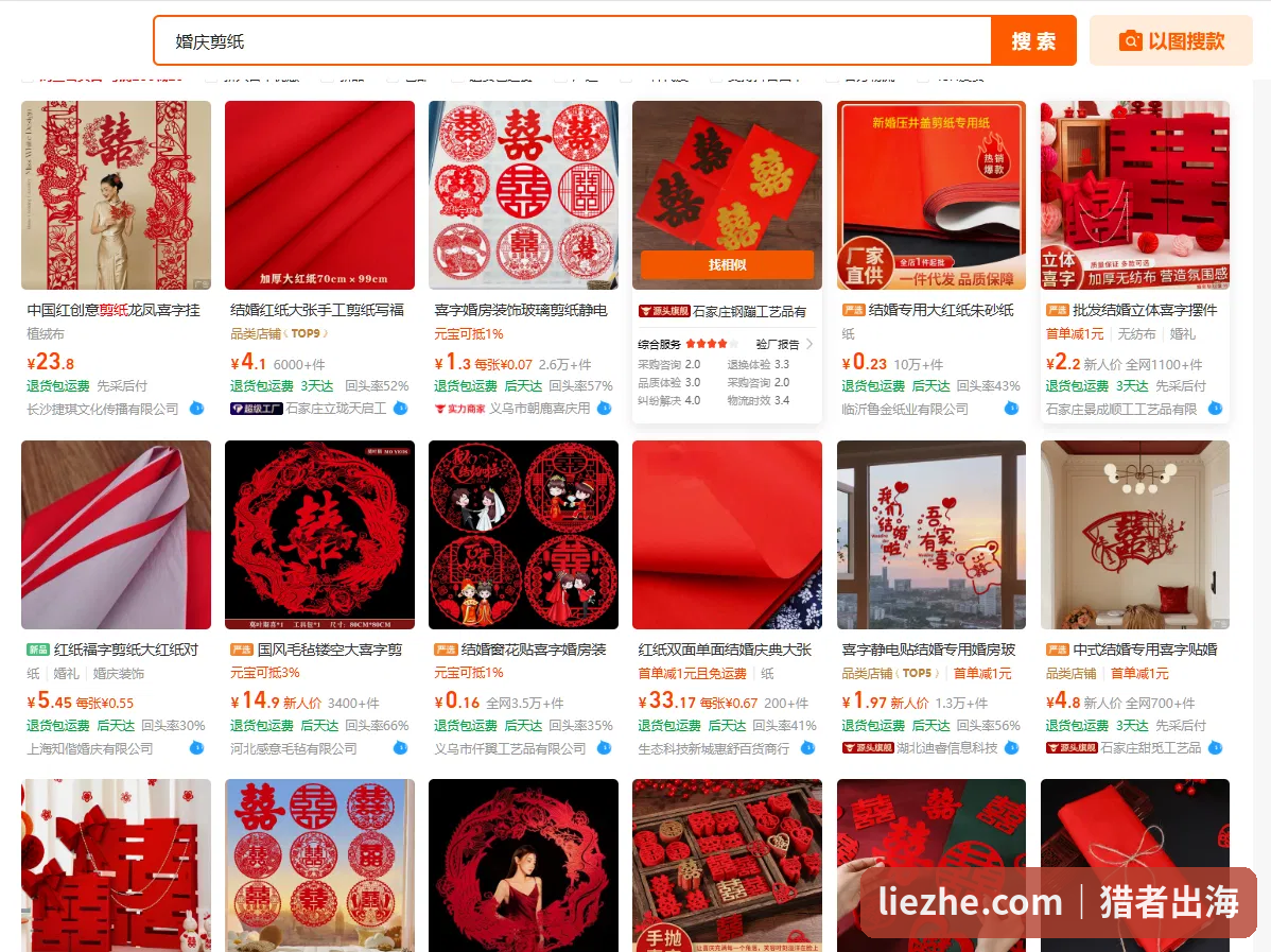 1688搜索婚庆剪纸 龙凤喜字挂件 镂空大喜字 静电喜字贴 源头工厂 价格几毛到二十几块