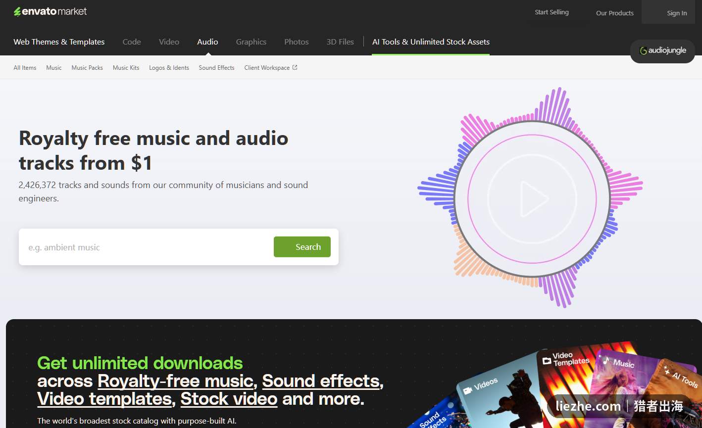 AudioJungle背景音乐音效素材市场首页