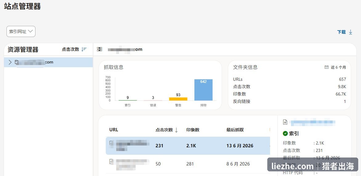 Bing站点管理器显示索引页面少排除页面多