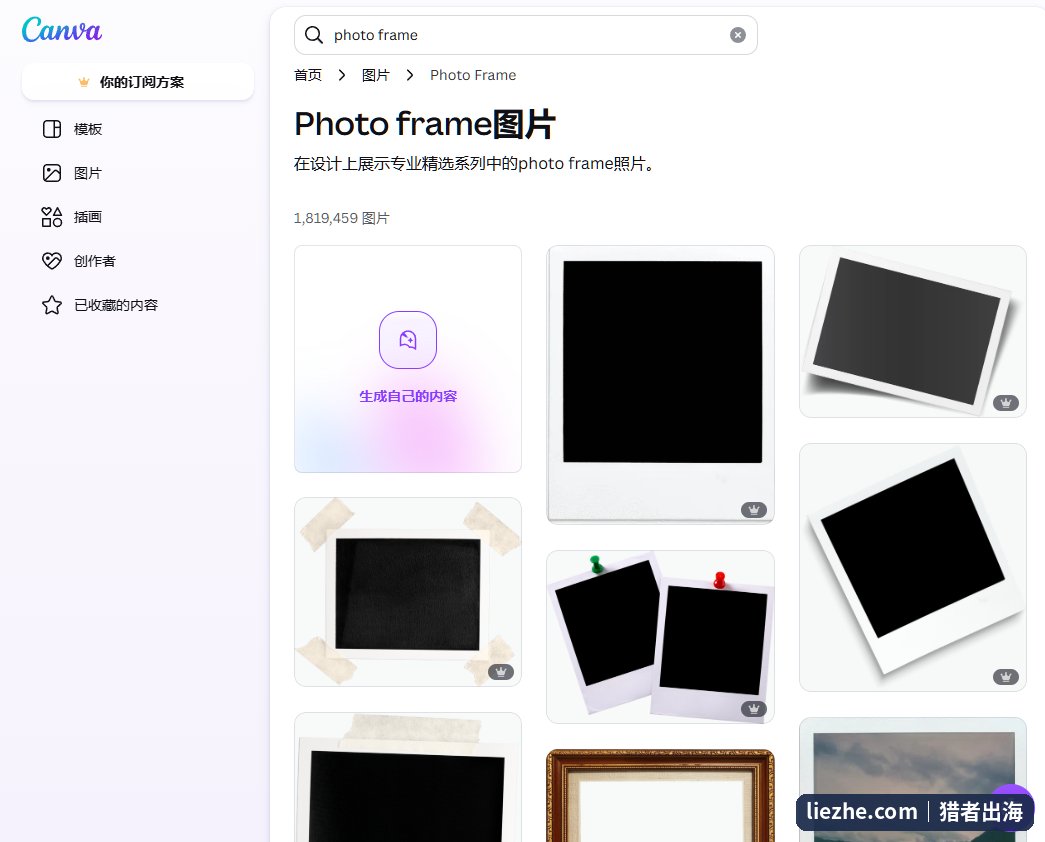 Canva搜索photo frame相框样机模板做产品封面图