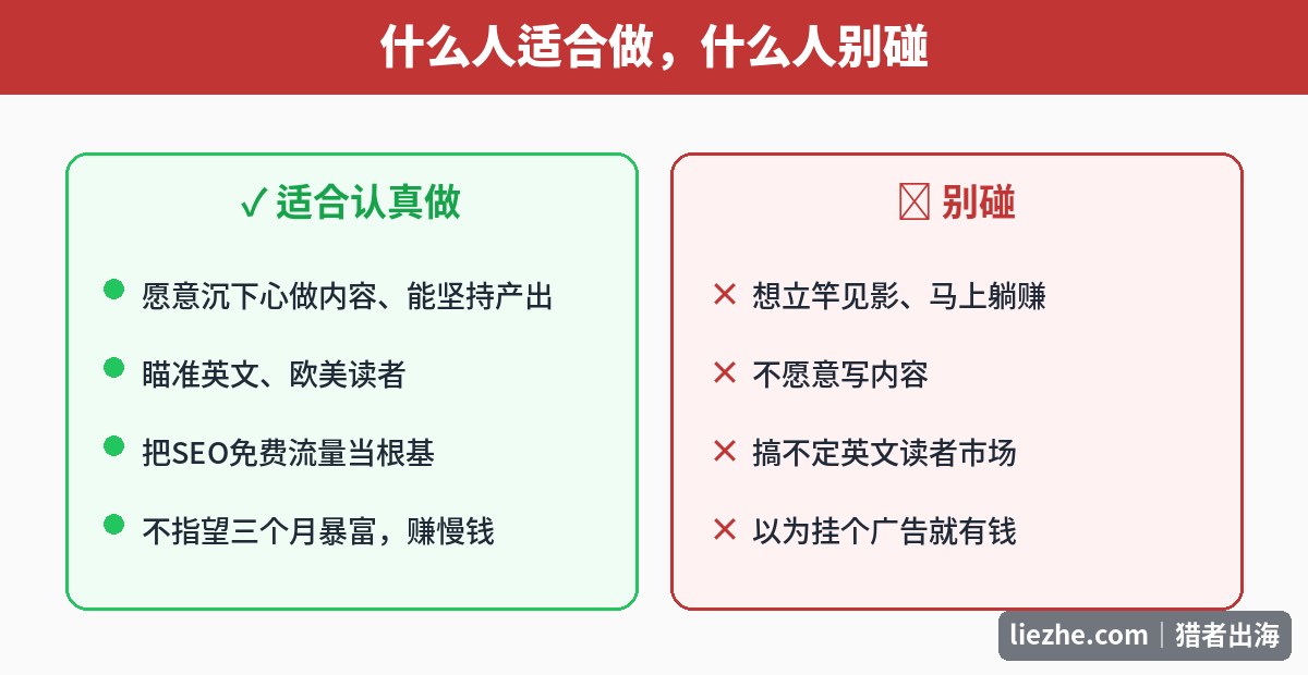 Ezoic项目适合人群与不适合人群对照清单