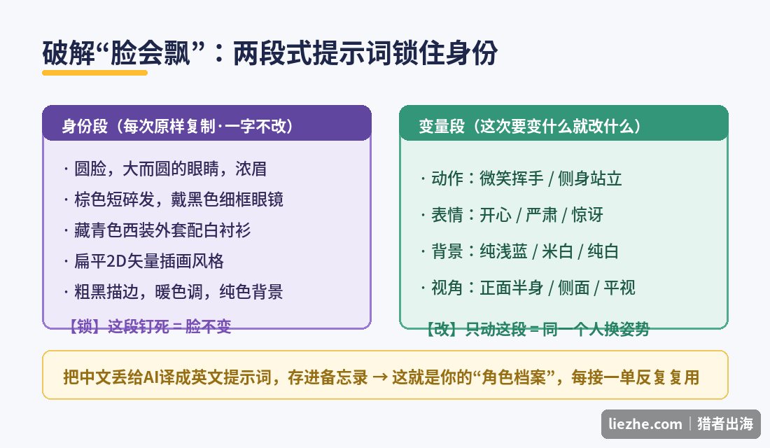 两段式提示词锁住身份破解AI脸会飘