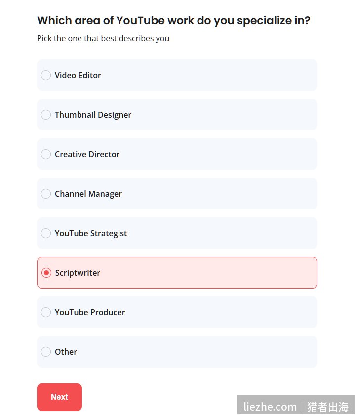 YTjobs选择擅长的油管工种勾选Scriptwriter编剧角色