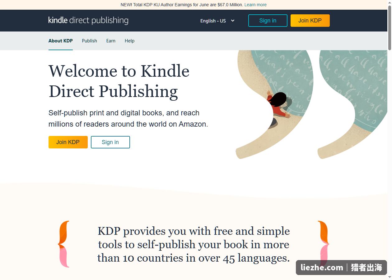 Amazon KDP自助出版官网首页