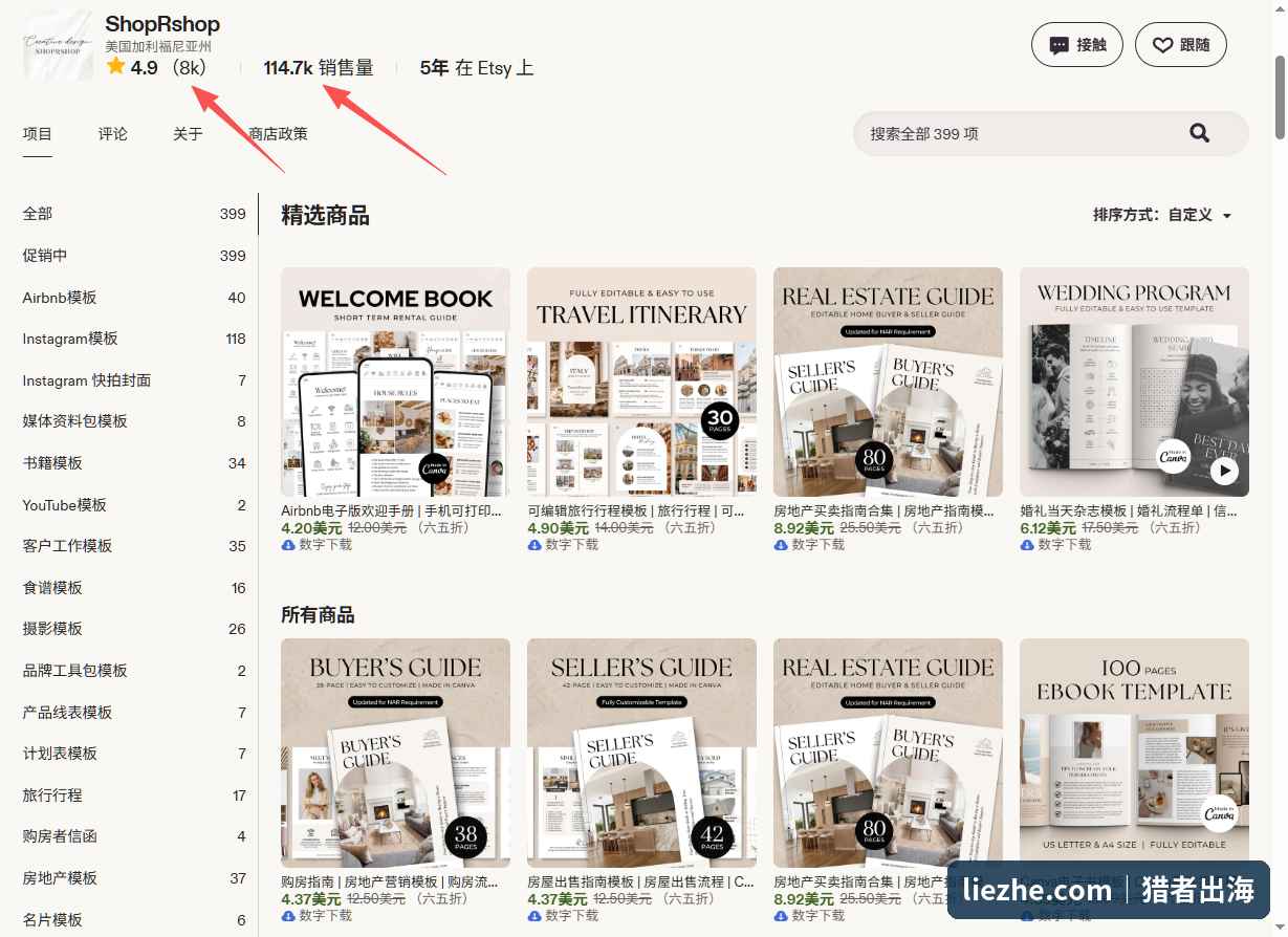Etsy指南PDF店铺5年销量11.4万份的真实数据