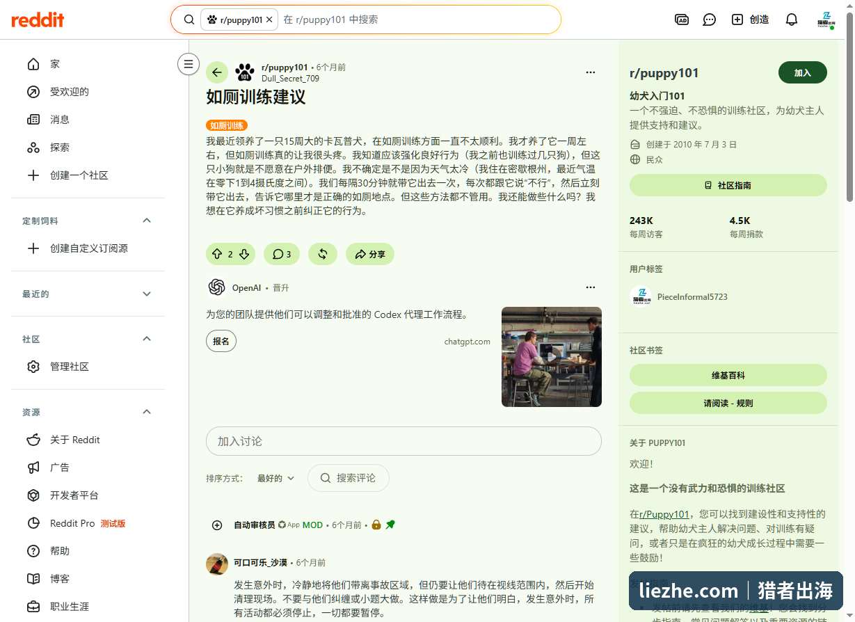 Reddit宠物训练版块24.3万周访客的真实讨论帖