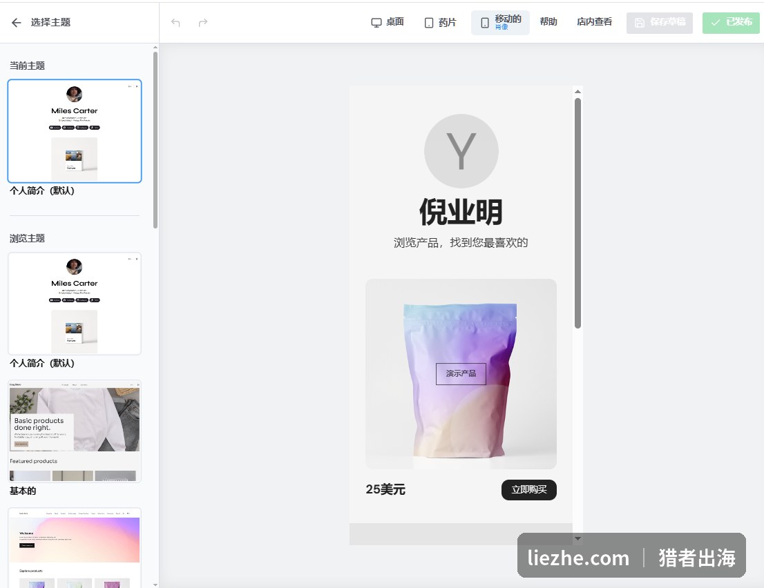 Sellfy店铺主题装修：选择主题、预览产品展示页