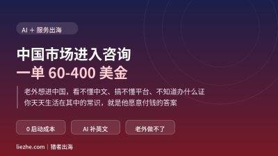 中国市场进入咨询赚美金:一单60-400美金的出海服务项目拆解(2026)
