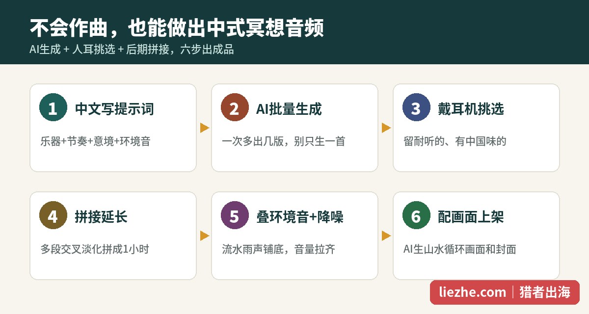 AI制作中式冥想音频的六步流程