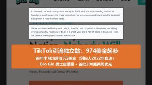 TikTok引流独立站:三人974美金起步,靠自然流量首年半月均营收5万美金
