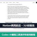 Codex AI编程工具测评和使用教程：Notion两周的活3小时做完