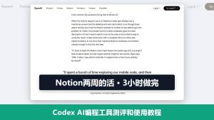 Codex AI编程工具测评和使用教程:Notion两周的活3小时做完