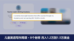 儿童英语写作网课卖给老外:一位家教带8个老师,月入1.2万到1.5万美金
