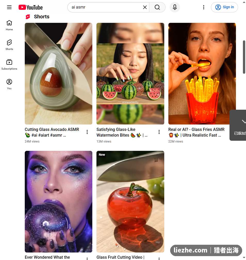 YouTube Shorts上AI ASMR无脸短视频爆款