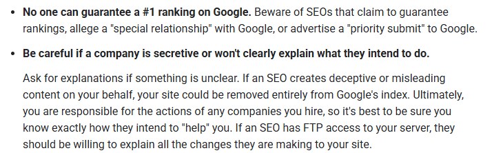 Google官方Do you need an SEO页面原文:No one can guarantee a #1 ranking on Google