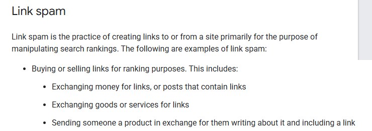 Google垃圾内容政策Link spam原文:为了排名买卖链接算链接垃圾,包括钱换链接、货物服务换链接