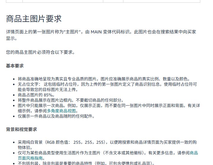 亚马逊卖家帮助商品主图片要求:纯白背景、商品占图片85%