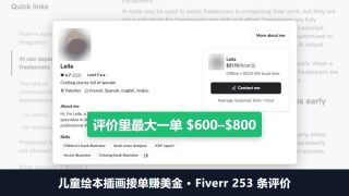 儿童绘本插画接单赚美金：一位Fiverr插画师253条评价，一单600到800美金