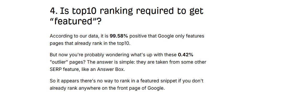 Ahrefs 2017年精选摘要研究:99.58%的精选摘要来自已经排进前10的页面