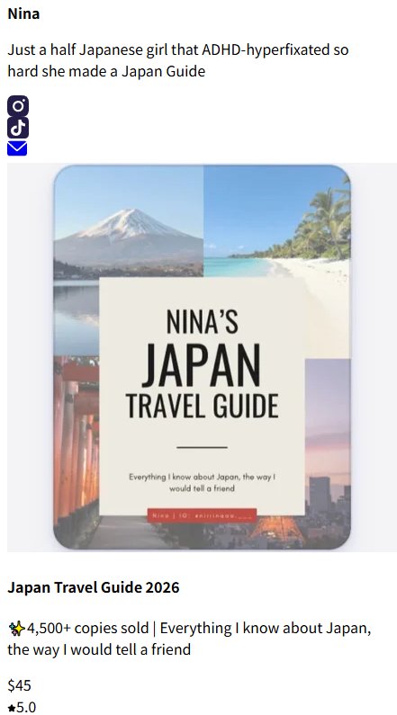 日本旅行指南店铺页:已卖出4500份以上,45美金