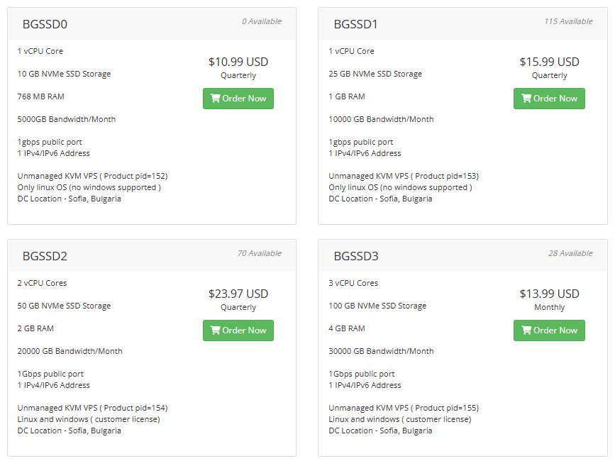 HostDare保加利亚NVMe VPS套餐:BGSSD0 $10.99季付缺货、BGSSD1 $15.99季付、BGSSD2 $23.97季付、BGSSD3 $13.99月付,每档写DC Location - Sofia, Bulgaria