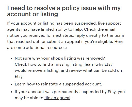 Etsy客服页:账号或商品被暂停时,看邮件通知、回复邮件或有资格时提交申诉