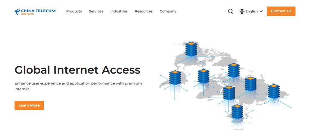 中国电信美洲公司官网Global Internet Access产品页