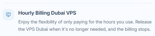 LightNode迪拜VPS页Hourly Billing说明:只按用了的小时付费,不用时释放VPS账单就停