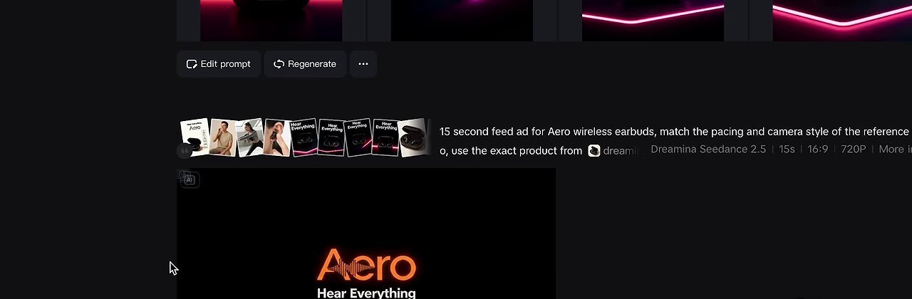 生成的视频广告结尾停在Aero的Logo和Hear Everything标语