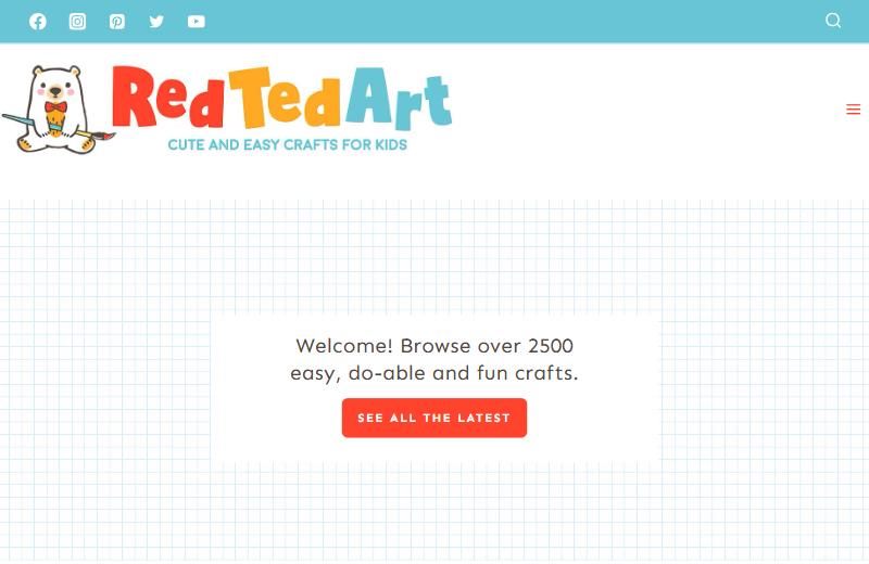 国外儿童手工网站Red Ted Art首页写着有2500多个手工
